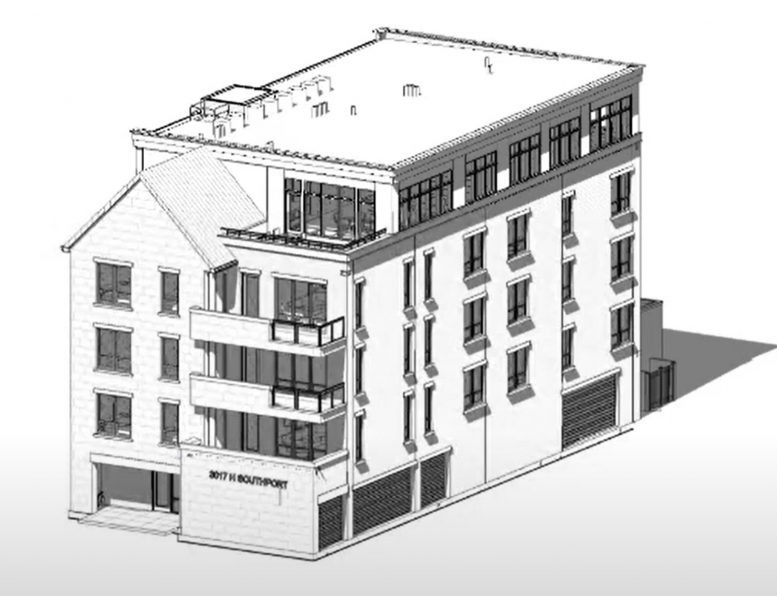 Massing View of 3015 N Southport Avenue. Drawing by OKW Architects