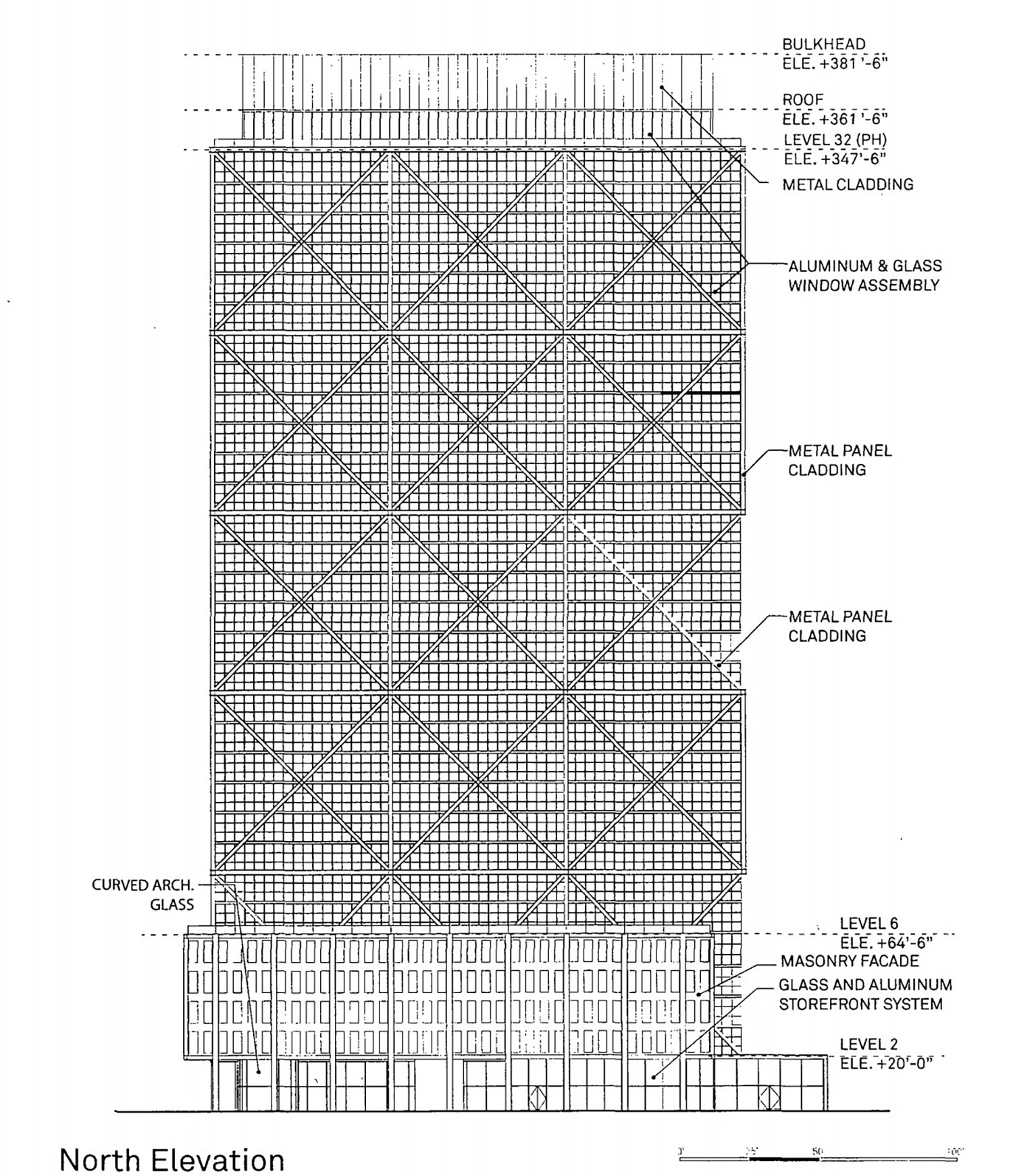 North Elevation for 1201 W Fulton Market. Drawing by Morris Adjmi Architects