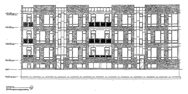 North Elevation for 4177 W Belmont Avenue. Drawing by Johathan Splitt Architects