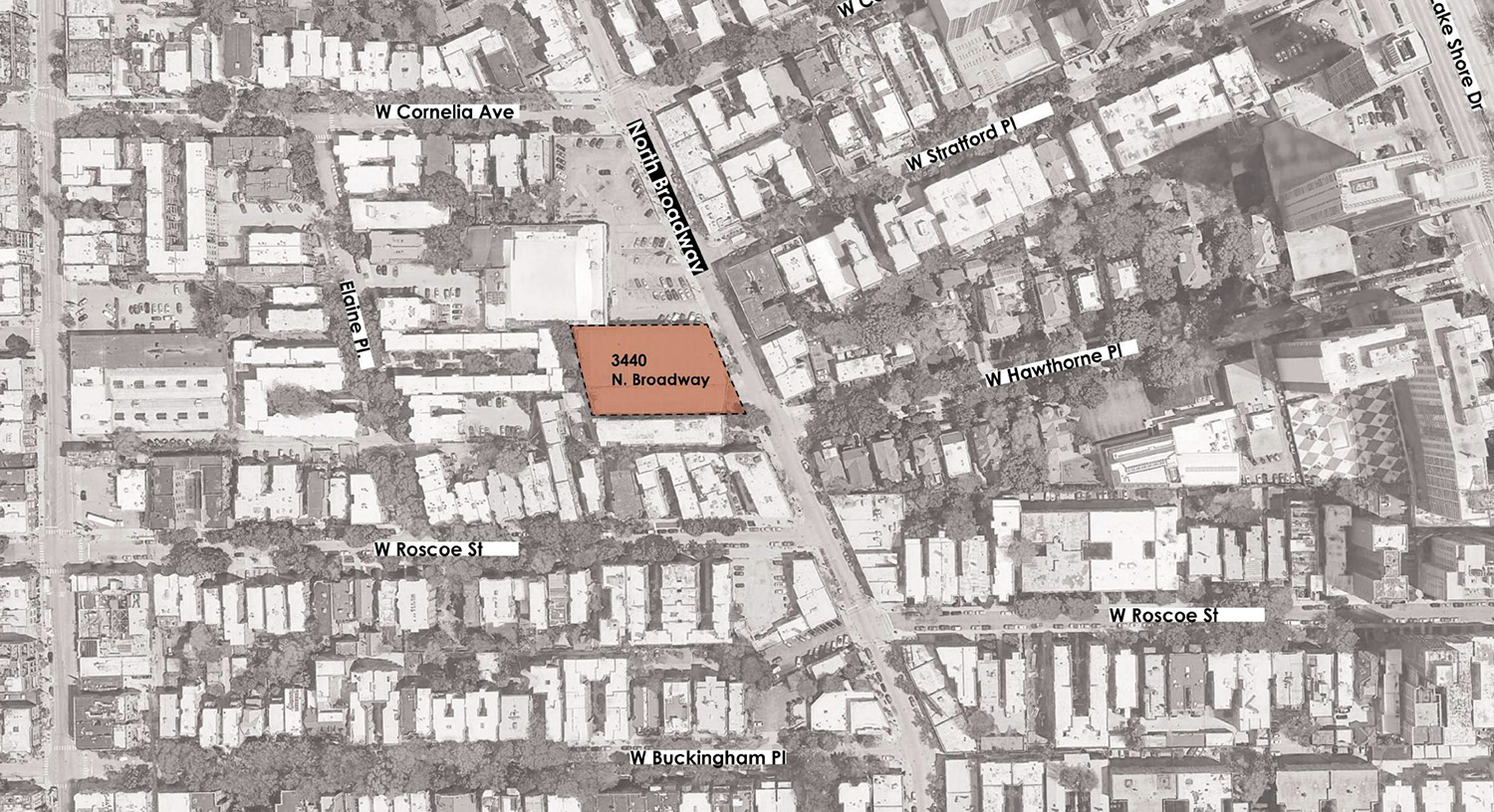Site Map for 3440 N Broadway. Diagram by Eckenhoff Saunders Architects