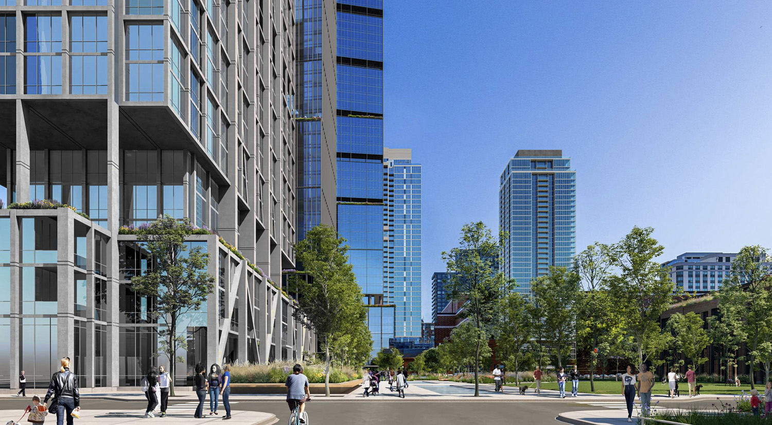 View of Phase 3 Park and Adjacent 312 W walton Street in North Union. Rendering by Hartshorne Plunkard Architecture