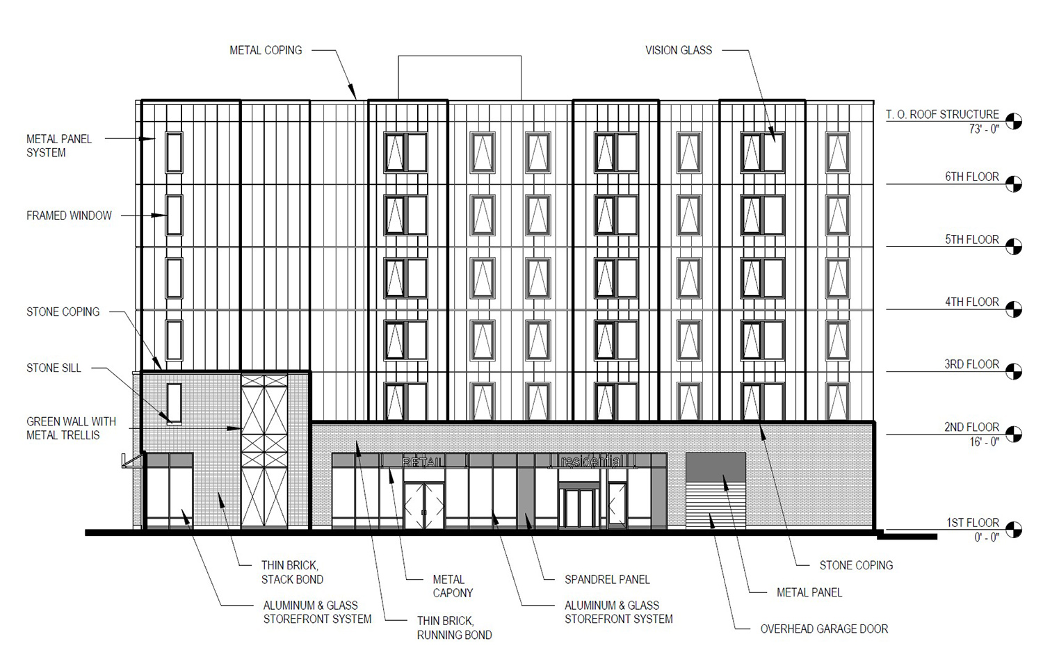 West Elevation for 3557 W Lawrence Avenue. Drawing by Skender