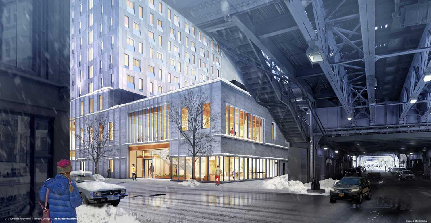 View of Inspiration Exchange. Rendering by MKB Architects