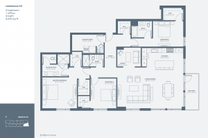 Triangle Square Condos sample three-bedroom + office unit