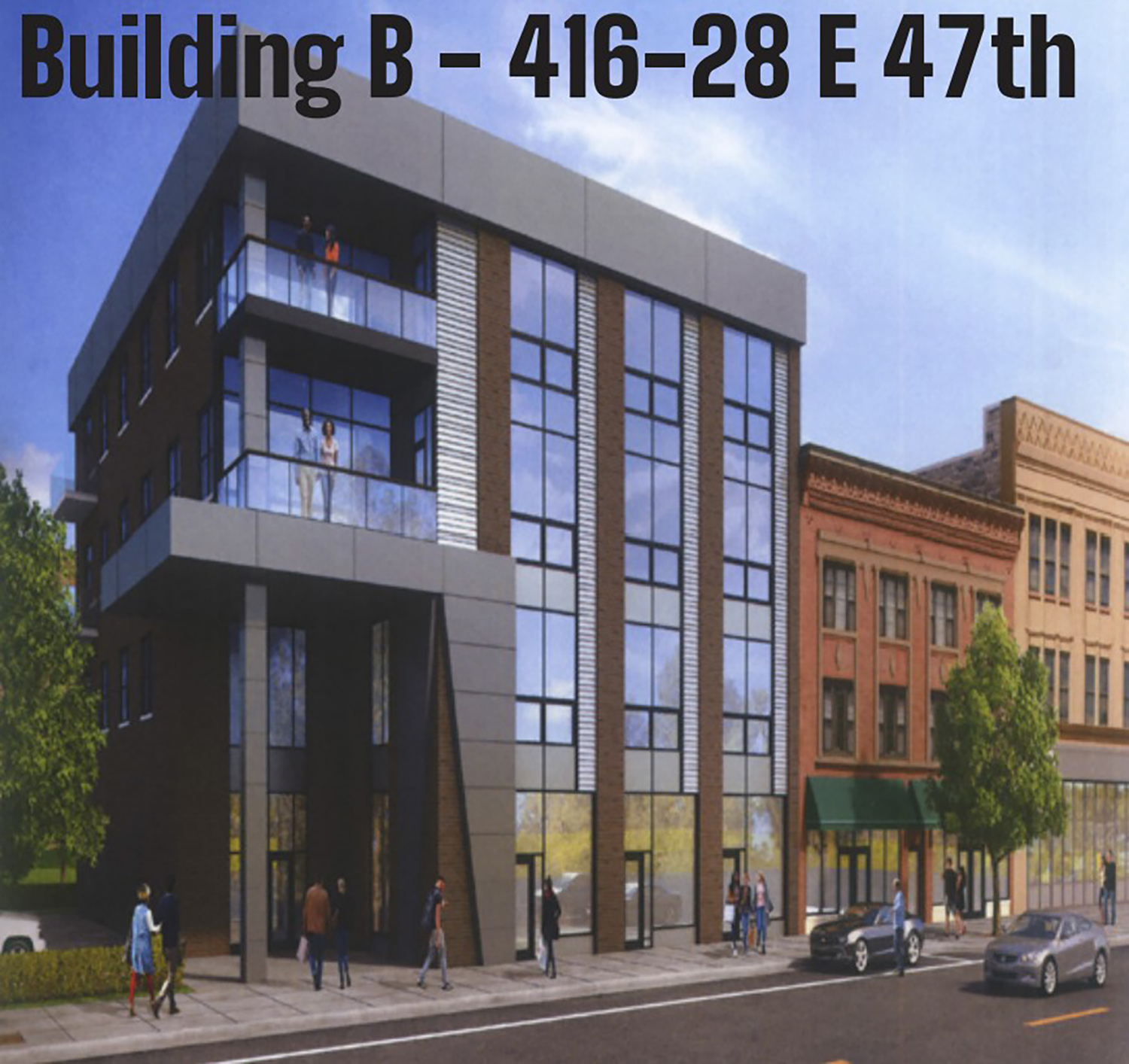 47th/Vincennes Partnership. Rendering by Brook Architecture, Revere Properties Architects, and Site Design Group