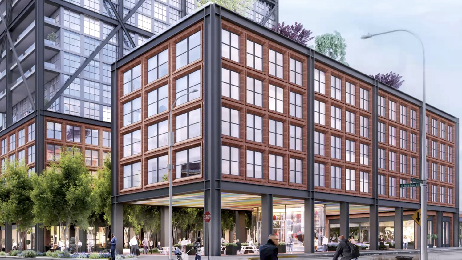 View of 1201 W Fulton Market. Rendering by Morris Adjmi Architects