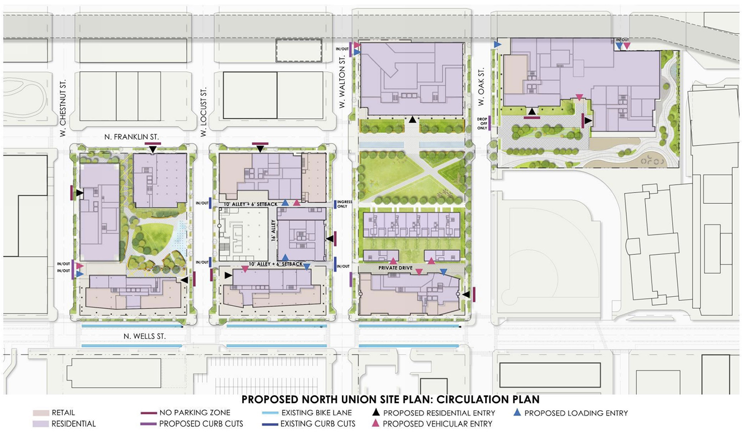Circulation Plan for North Union. Drawing by Hartshorne Plunkard Architecture