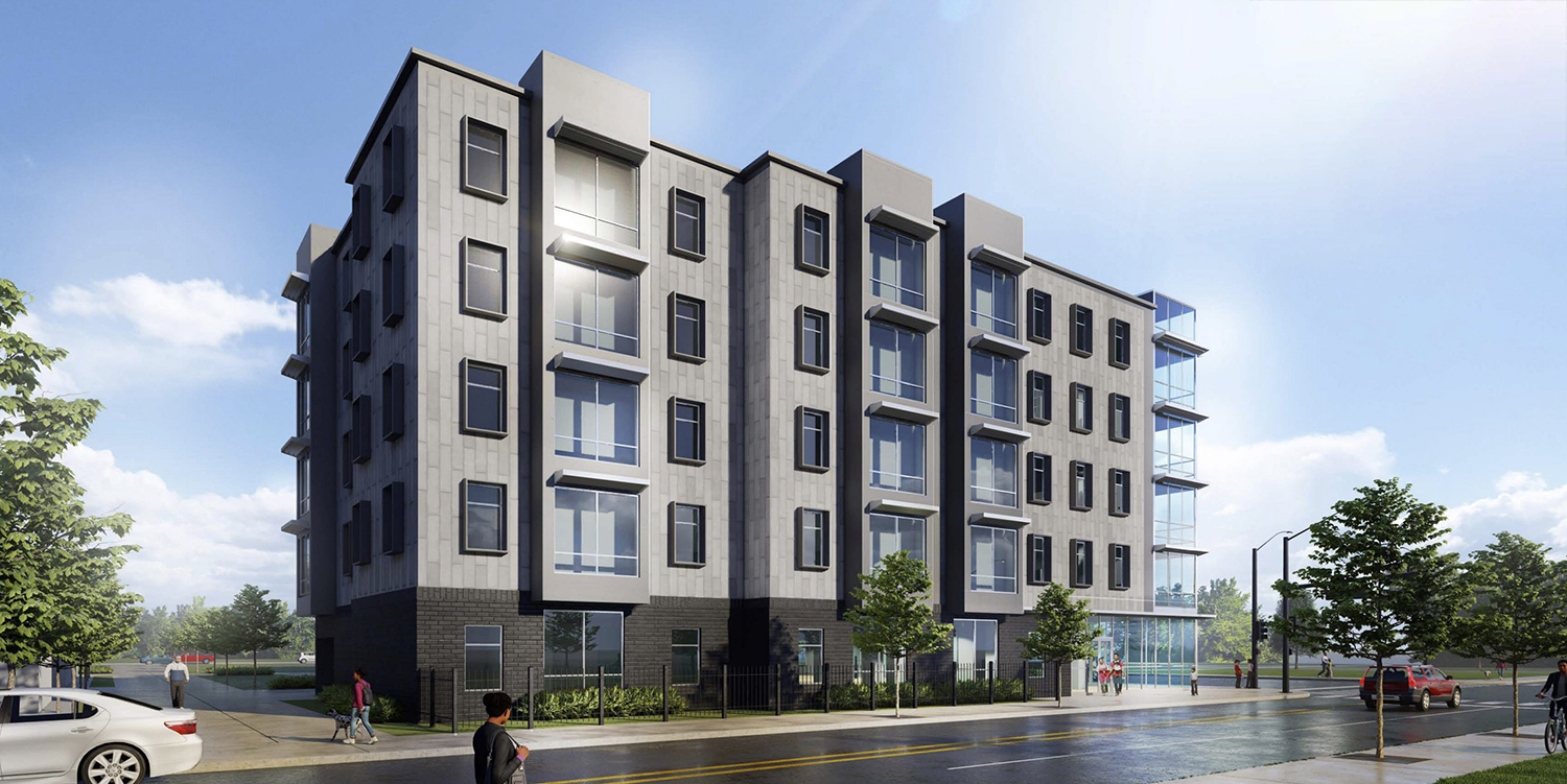 View of 6100 S Halsted Street. Rendering by RDL Architects and Johnson & Lee Architects
