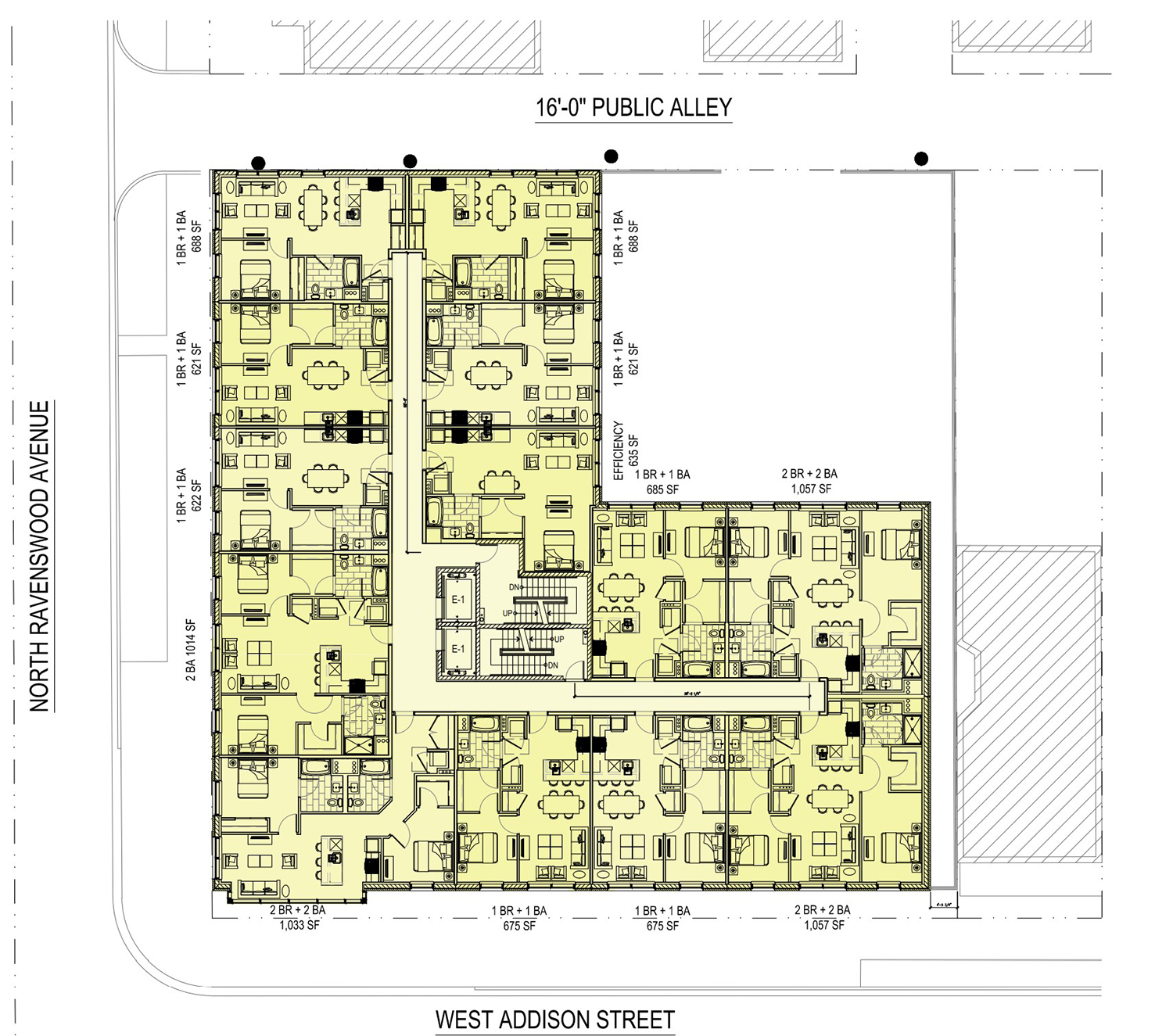 Fourth-Fifth Floor Plan for 3601 N Ravenswood Avenue. Drawing by Hirsch MPG