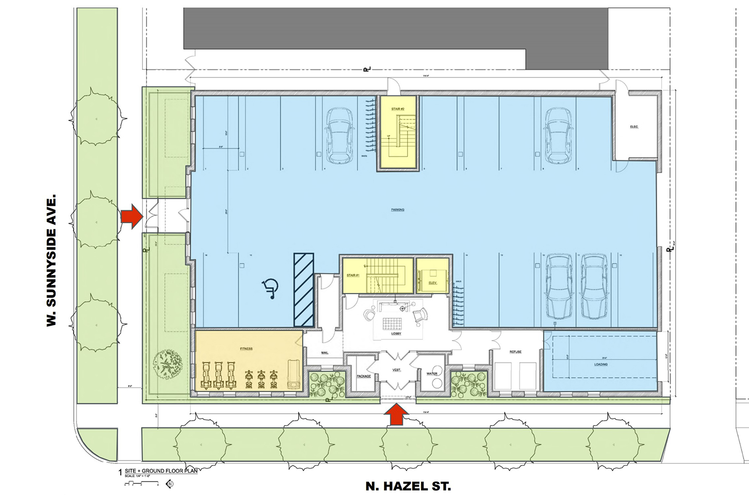 Ground Floor Plan for 4447 N Hazel Street. Drawing by SPACE Architects + Planners