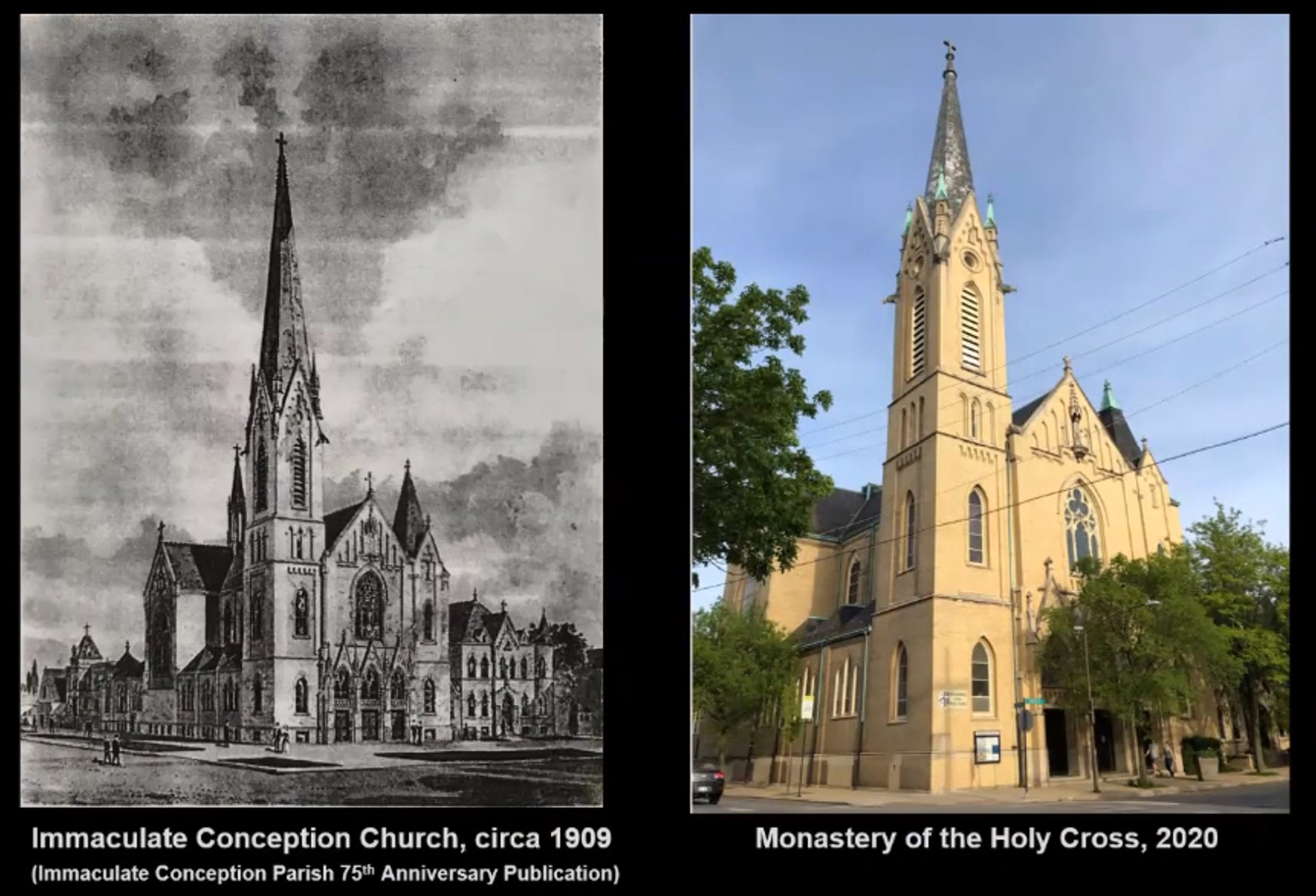 Monastery of the Holy Cross Historical Image vs. Current Conditions. Image by CCL