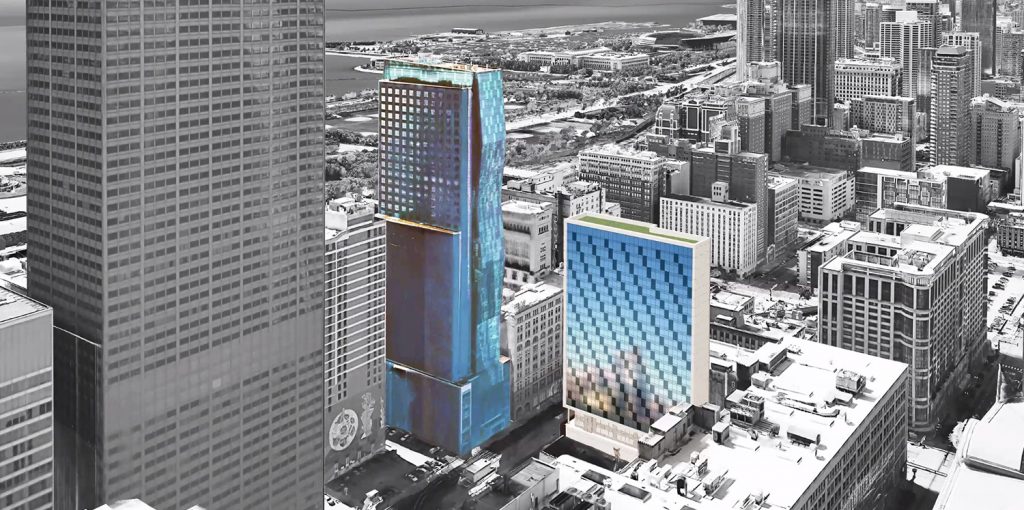 Northern View of 424 S Wabash Avenue. Rendering by Pappageorge Haymes
