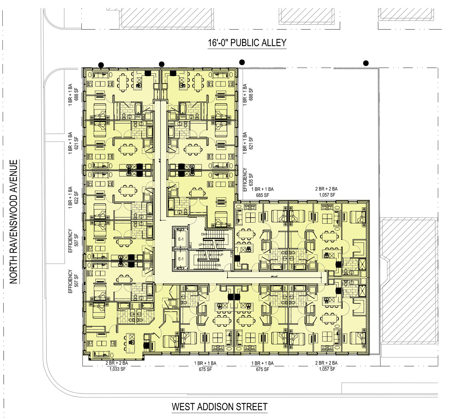 Second-Third Floor Plan for 3601 N Ravenswood Avenue. Drawing by Hirsch MPG