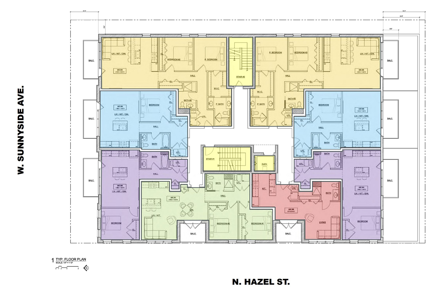 Typical Floor Plan for 4447 N Hazel Street. Drawing by SPACE Architects + Planners