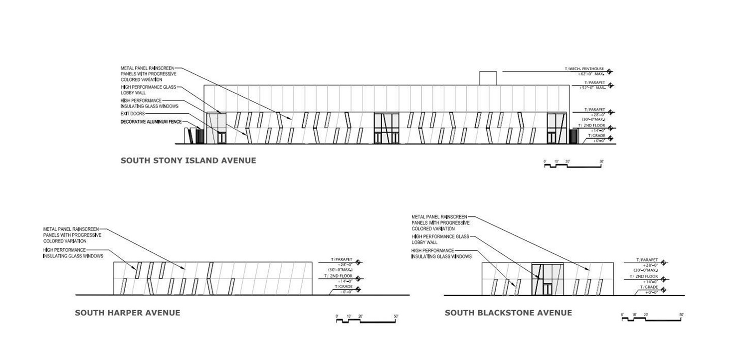 Elevations for Regal Mile Studios. Drawing by Bauer Latoza Studio