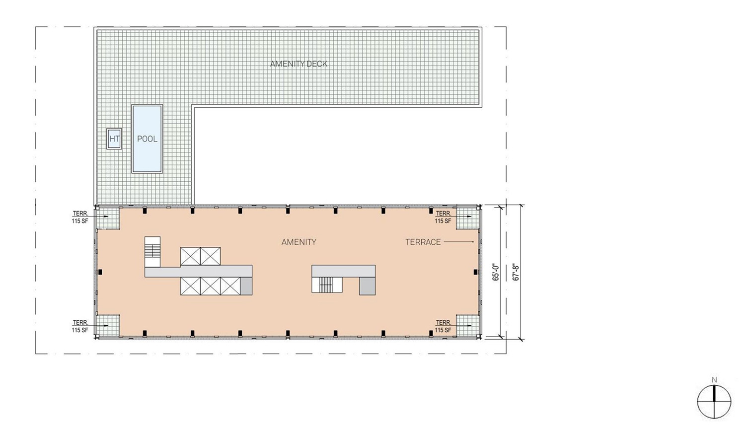 Amenity (Sixth) Floor Plan for 1215 W Fulton Market. Drawing by Morris Adjmi Architects