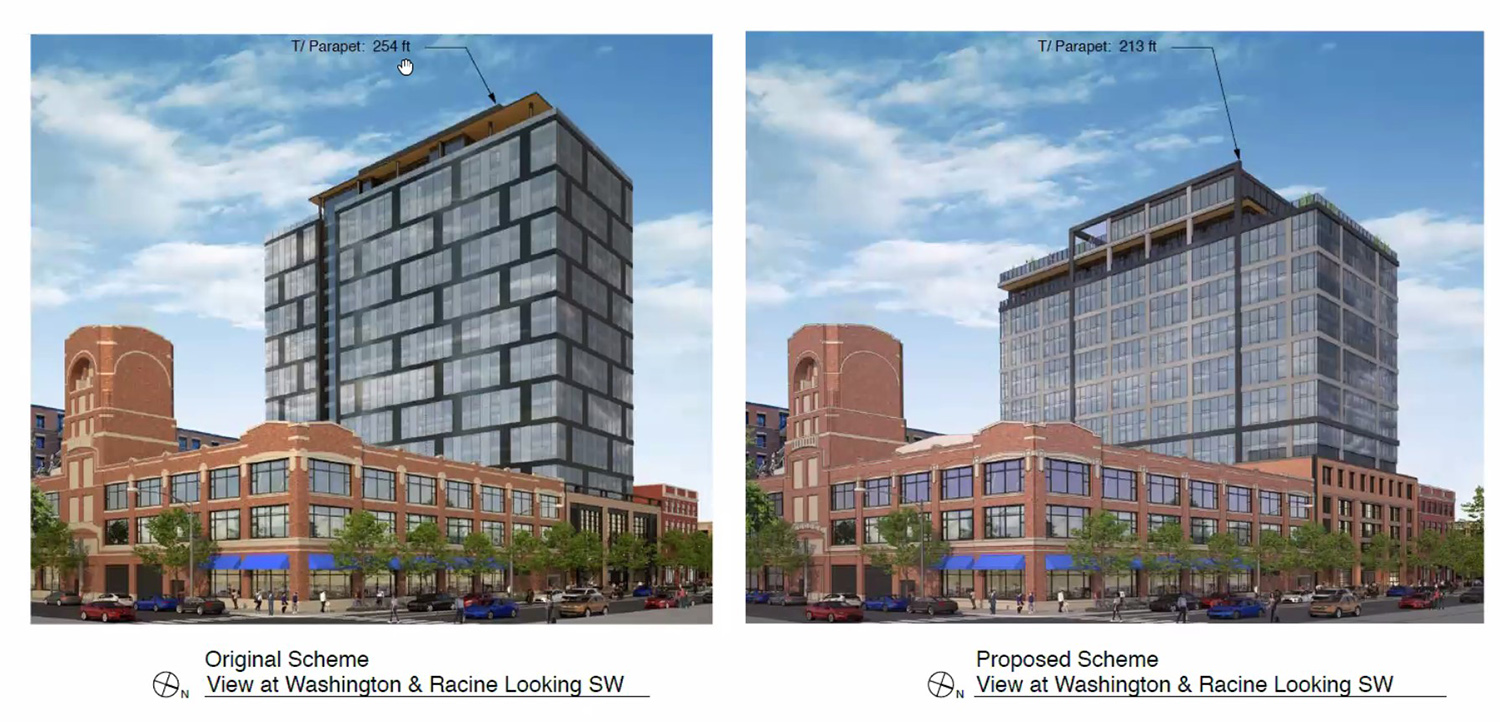 Original vs. Current Scheme for 1217 W Washington Boulevard. Rendering by Pappageorge Haymes