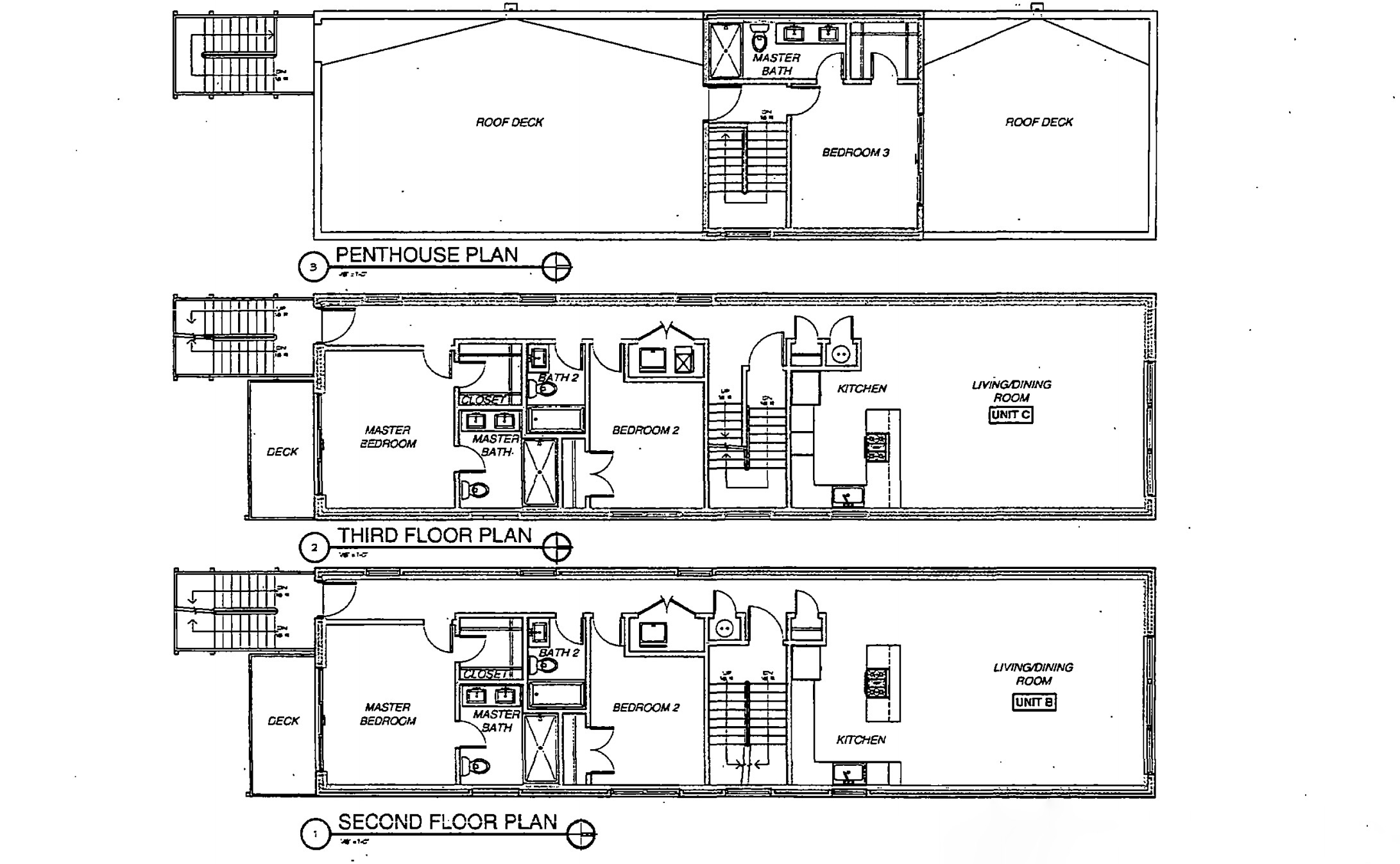 1423 W Huron Street second, third, and penthouse floor plans