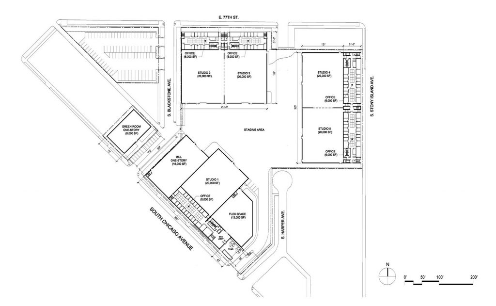 Site Plan for Regal Mile Studios. Drawing by Bauer Latoza Studio