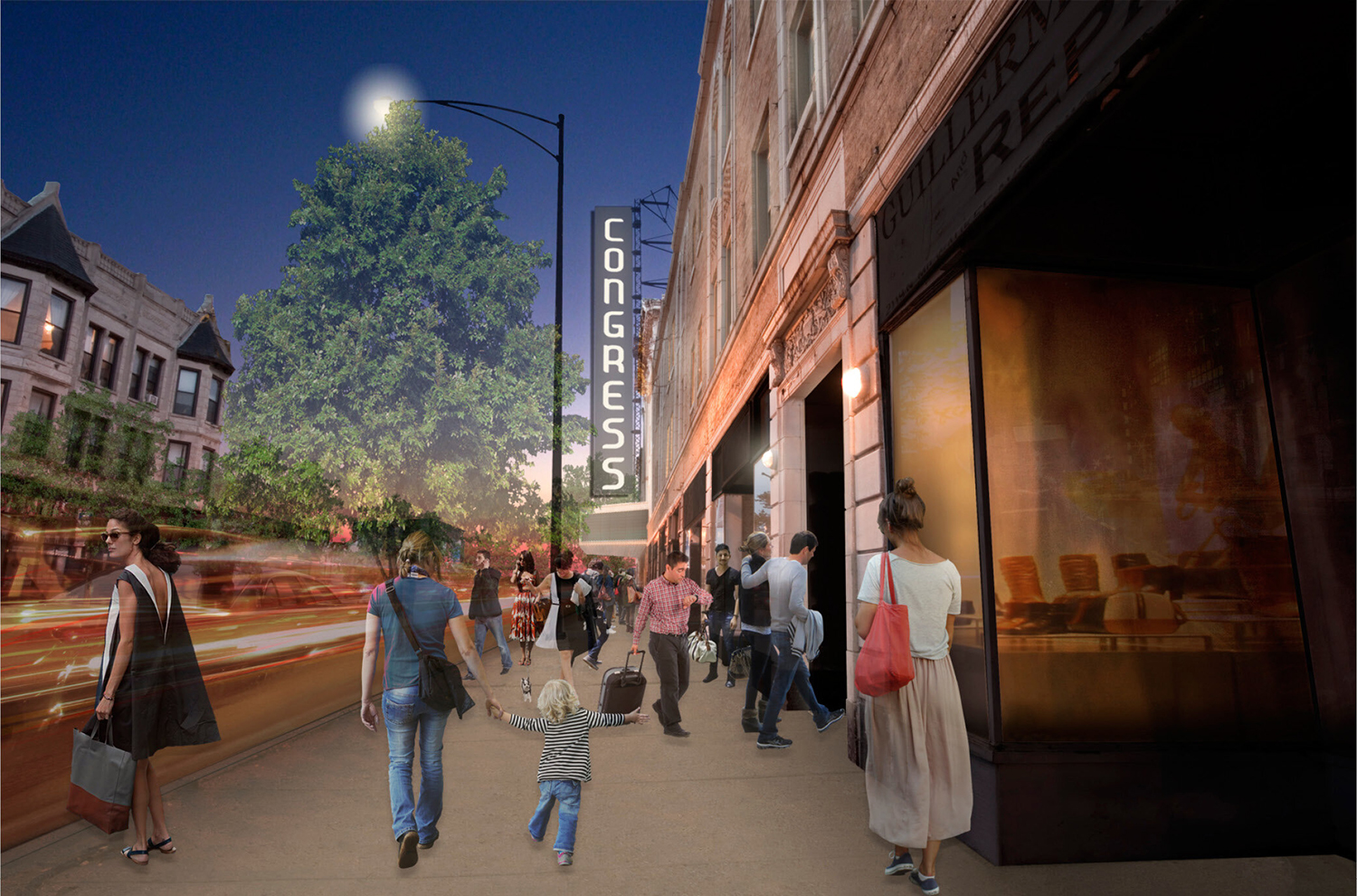 Street View of Congress Theater. Rendering by Woodhouse Tinucci Architects