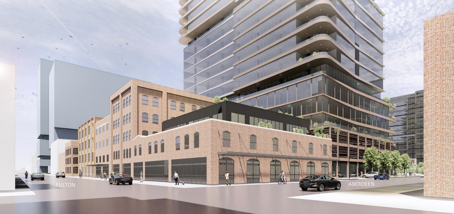 View of 1112 W Carroll Avenue and 315 N May Street. Rendering by ESG Architects