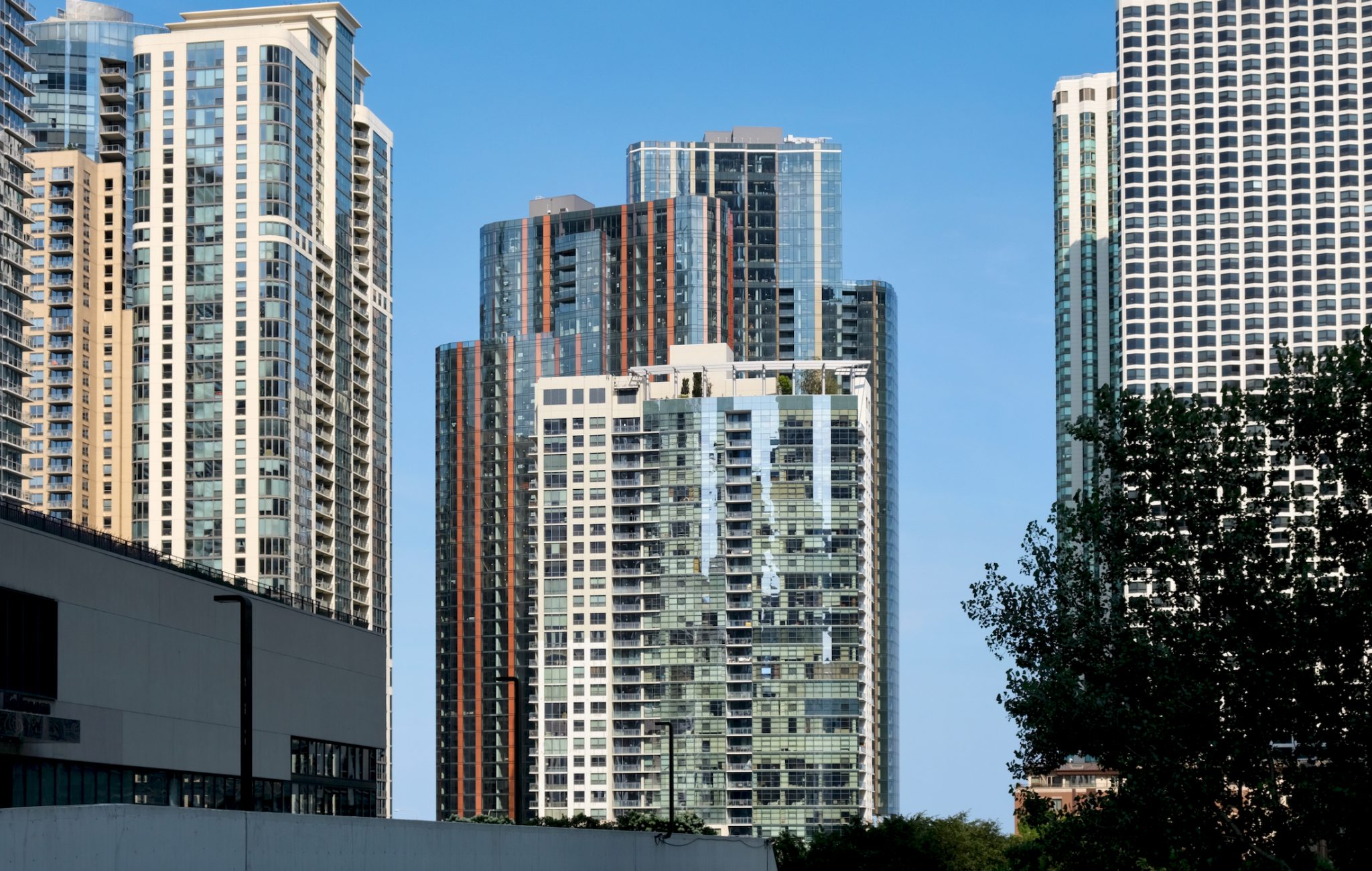 Cascade Apartments and Cascade Park Open in Lakeshore East Chicago YIMBY