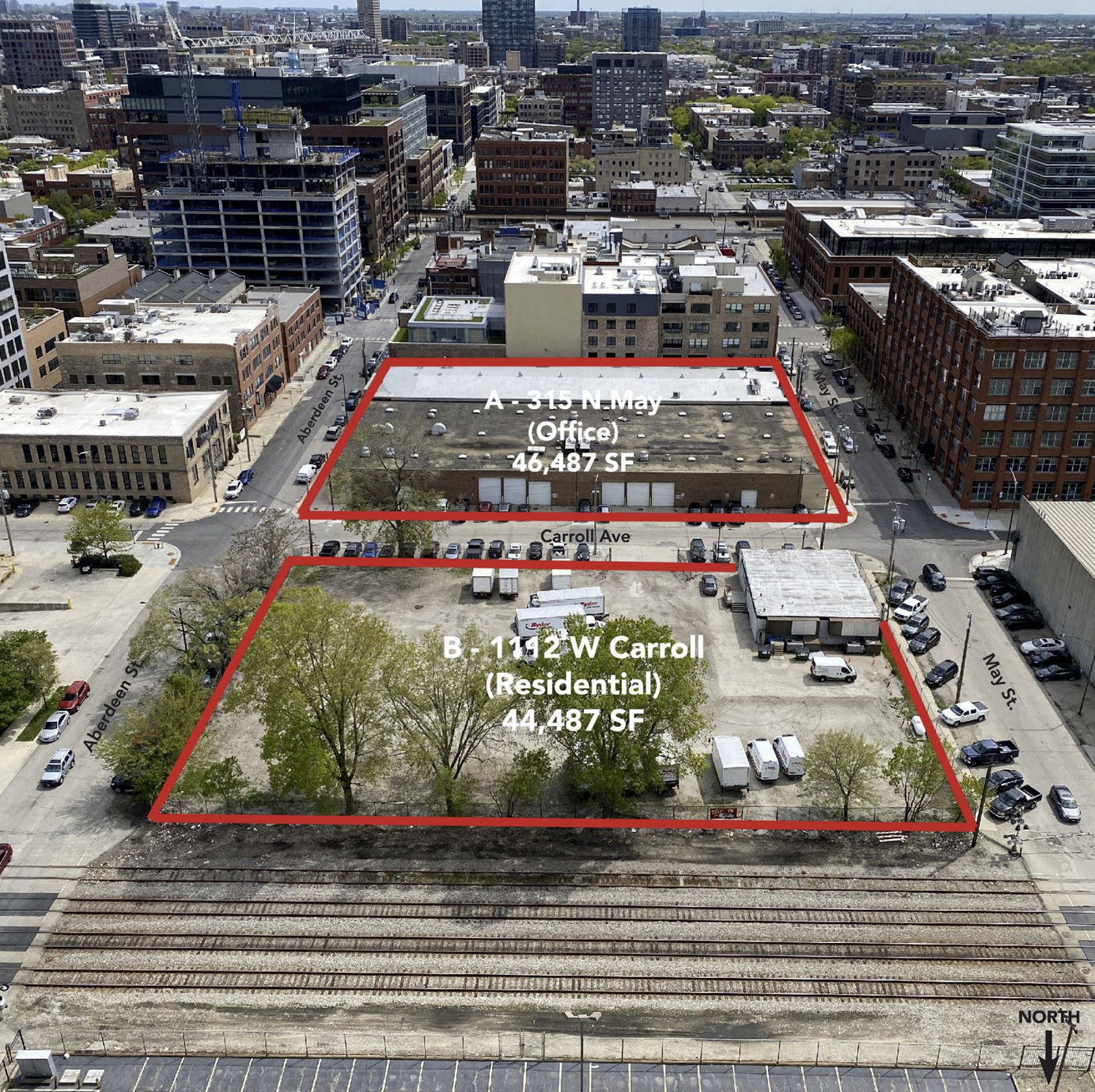 Aerial View of Site at 1112 W Carroll Avenue and 315 N May Street. Image by ESG Architects