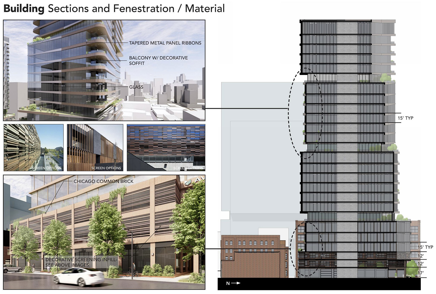 Facade Materials on 315 N May Street. Rendering by ESG Architects