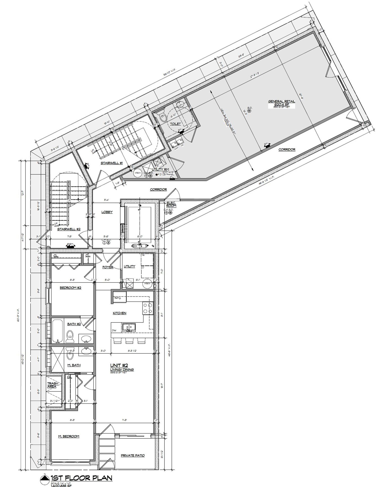 Ground Floor Plan of 3244 N Lincoln Avenue. Drawing by Lazlo Simovic Architects