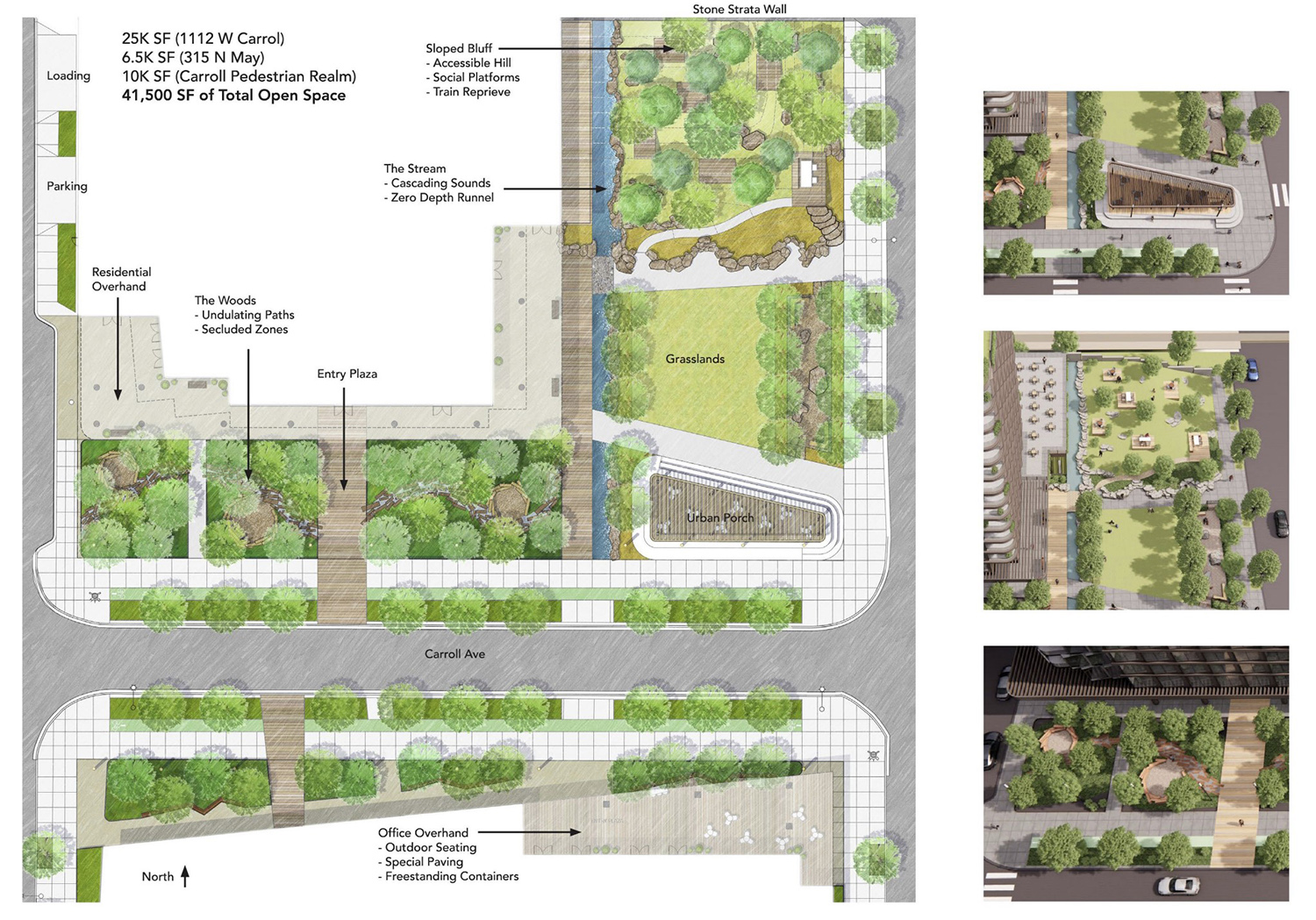 Park Design for 1112 W Carroll Avenue and 315 N May Street. Drawing by ESG Architects