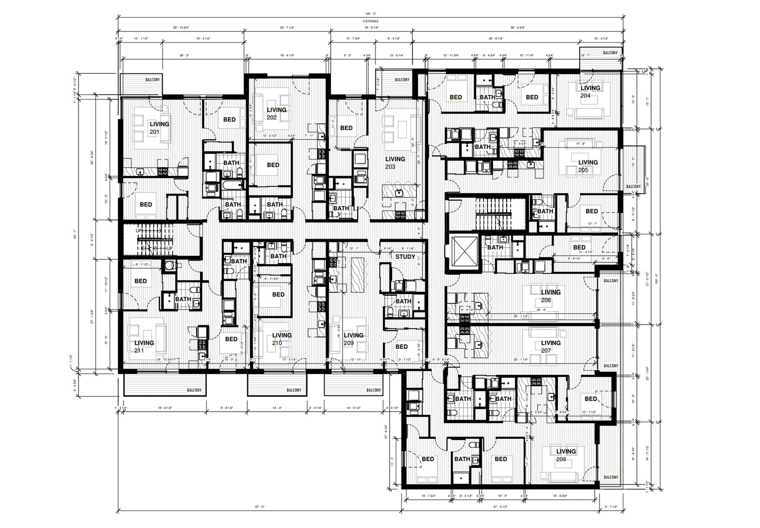 Residential Floor Plan for 5354 N Sheridan Road. Drawing by 2RZ Architecture
