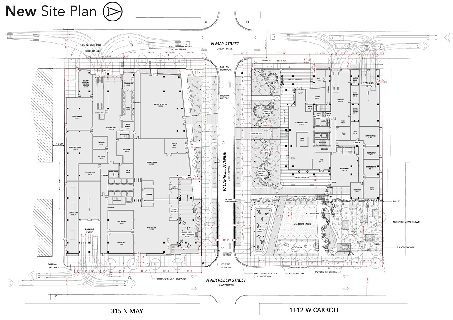 Site Plan of 1112 W Carroll Avenue and 315 N May Street. Drawing by ESG Architects