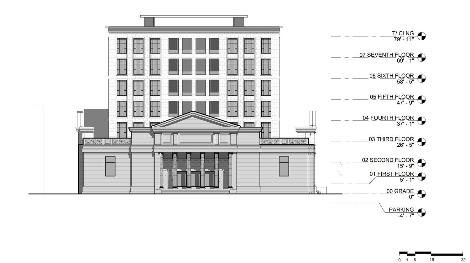 South Elevation for 2700 N Pine Grove. Drawing by Booth Hansen
