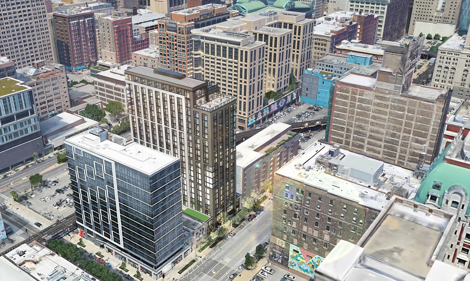 View of 630 S Wabash Avenue. Rendering by Antunovich Associates
