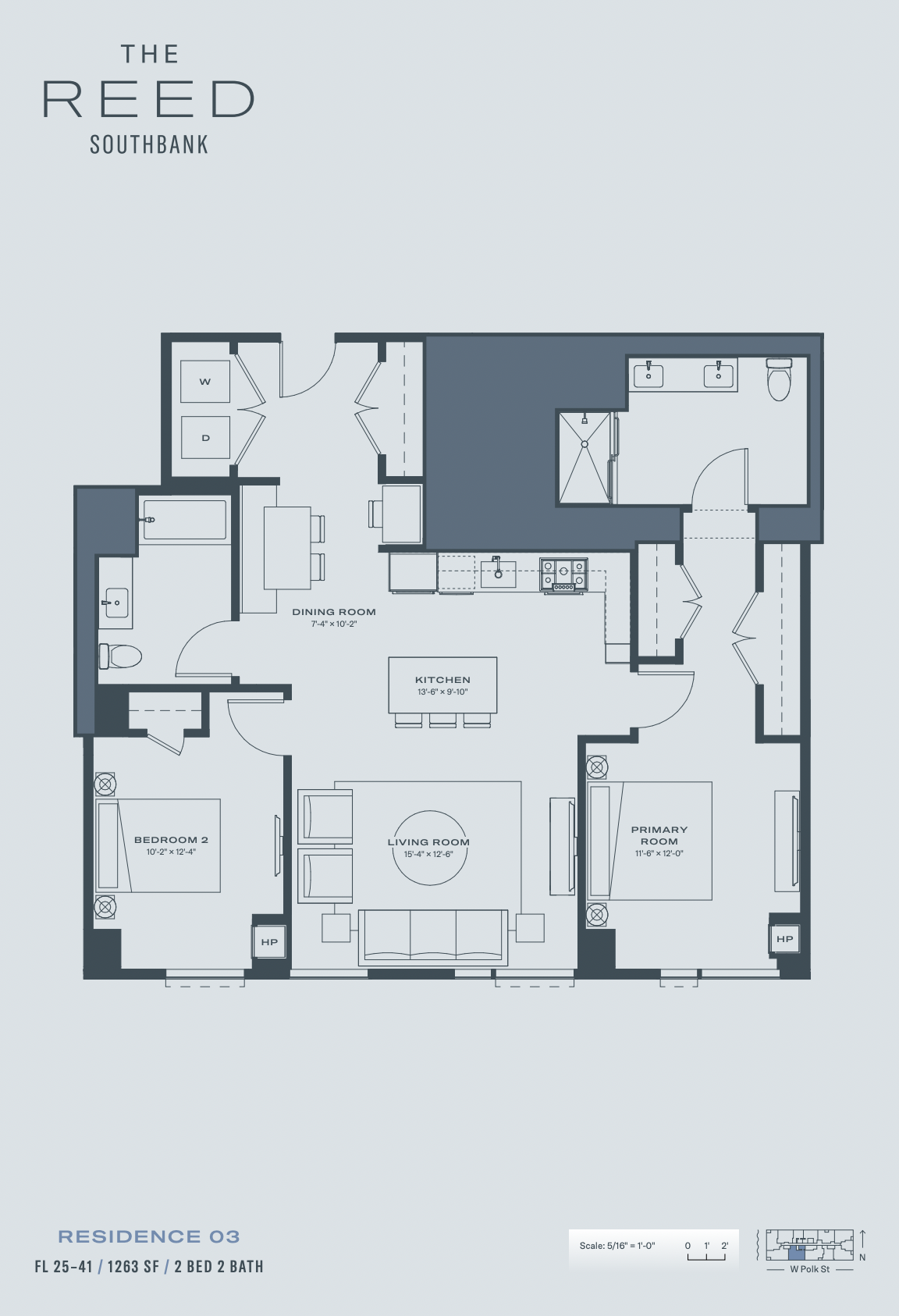 Sample two-bedroom condominium floor plan