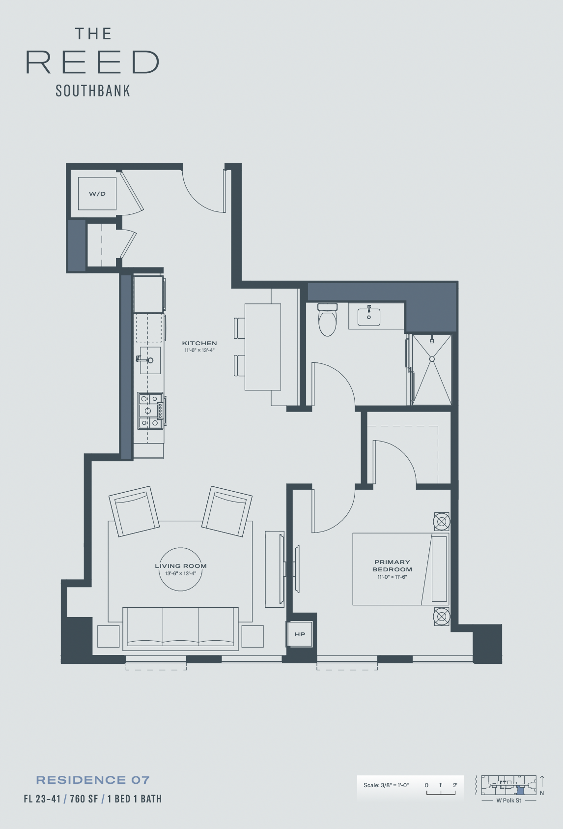 Sample one-bedroom condominium floor plan