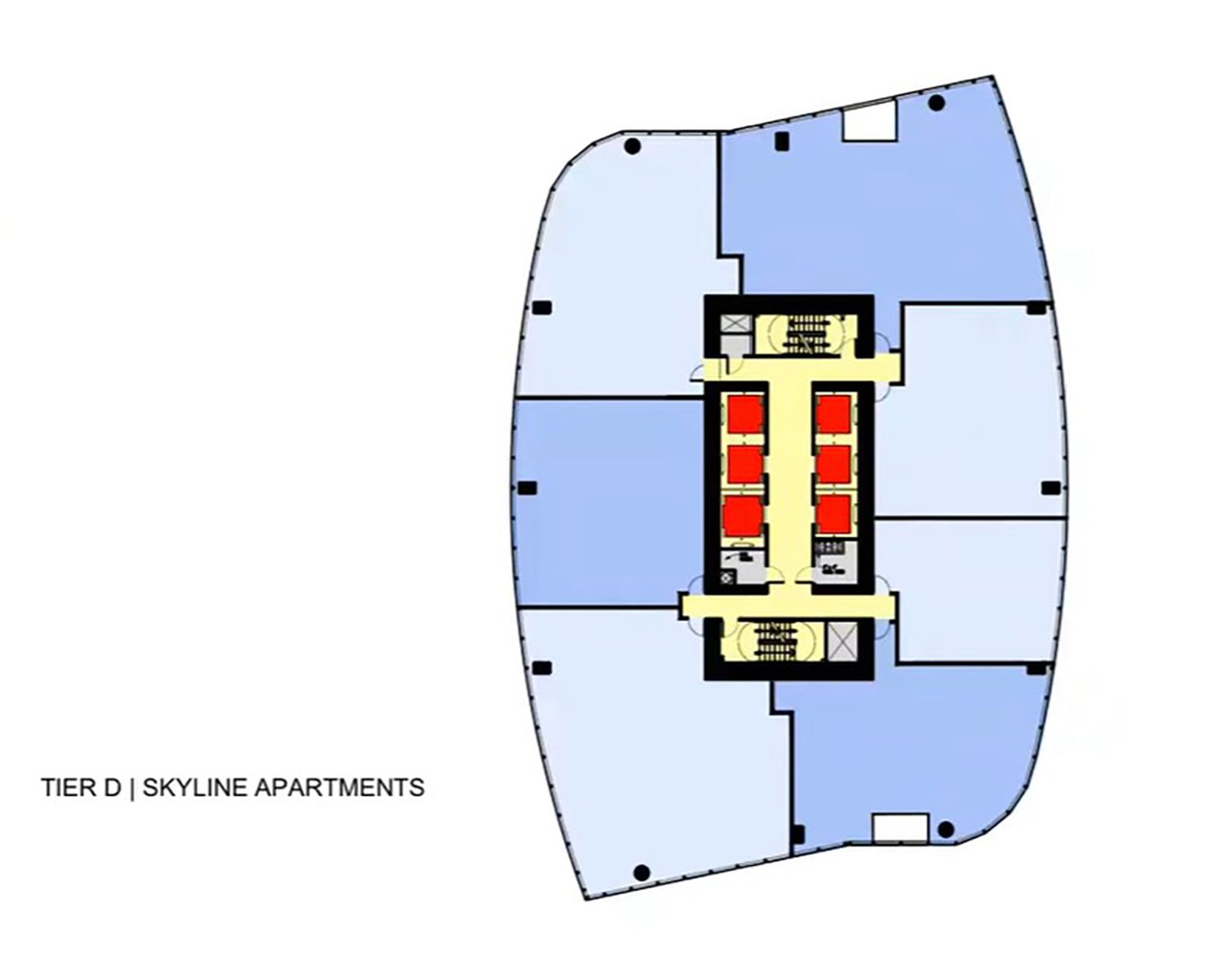Typical Floor Plan for Tier D Apartments at 1000M. Drawing by JAHN