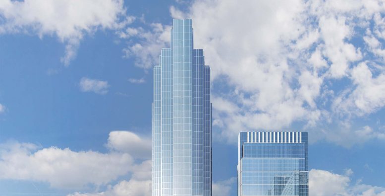 Salesforce Tower Chicago (center) and Wolf Point East (right)