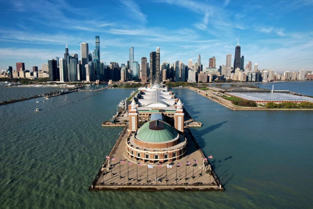 St. Regis Chicago (left) on skyline