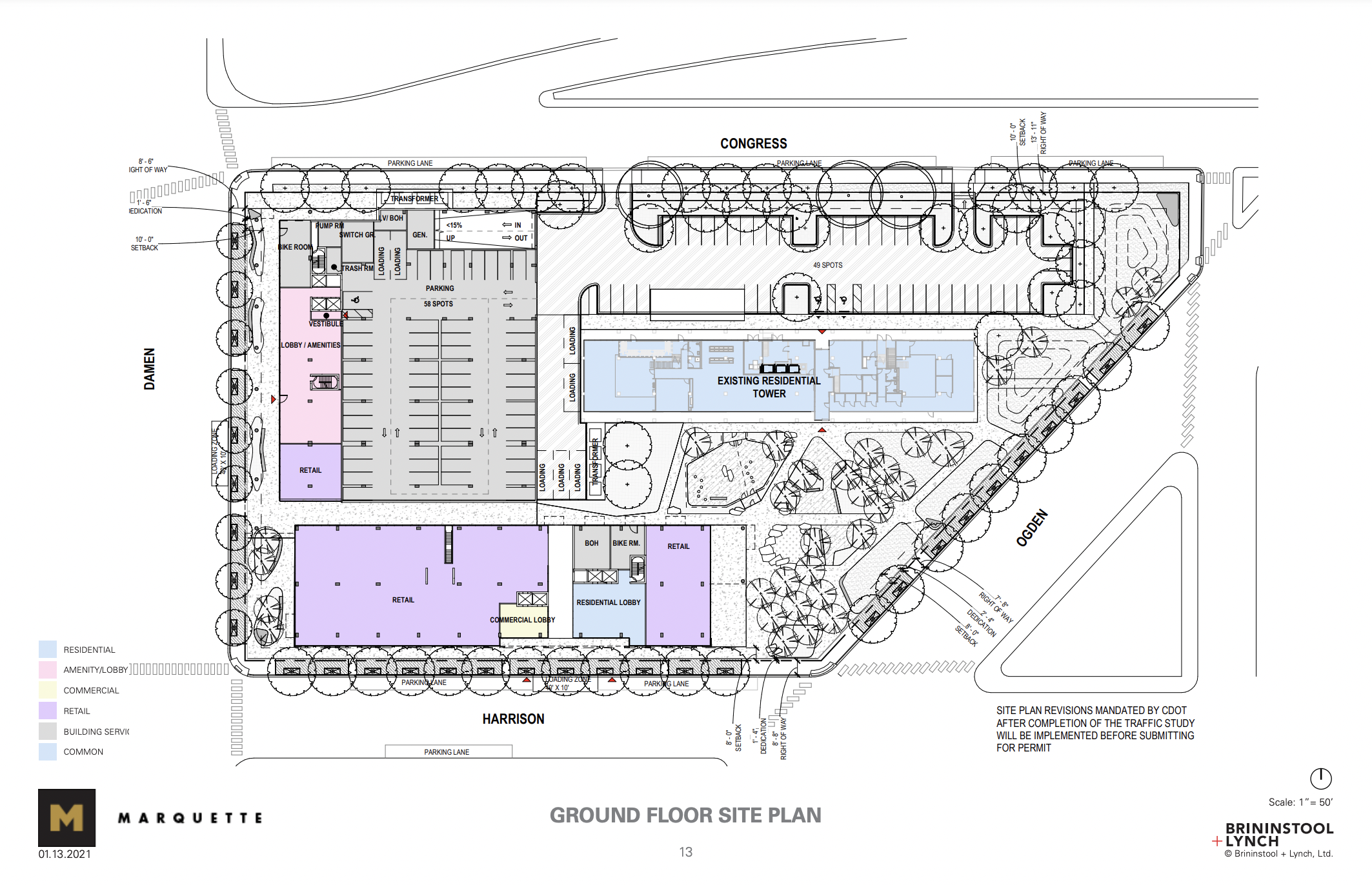 Ground floor in master plan (513 S Damen Avenue in upper left)