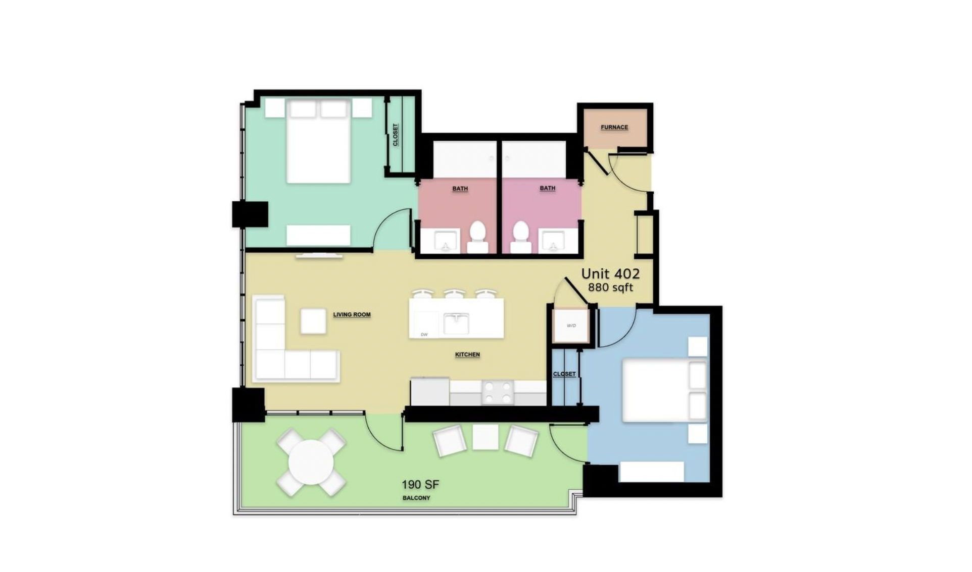 1123 W Randolph Street two-bedroom floor plan