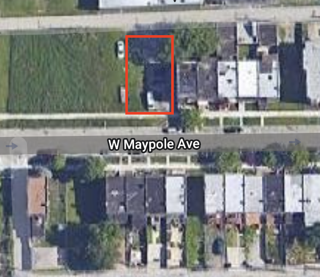 Aerial view of 2658 W Maypole Avenue via Google Maps