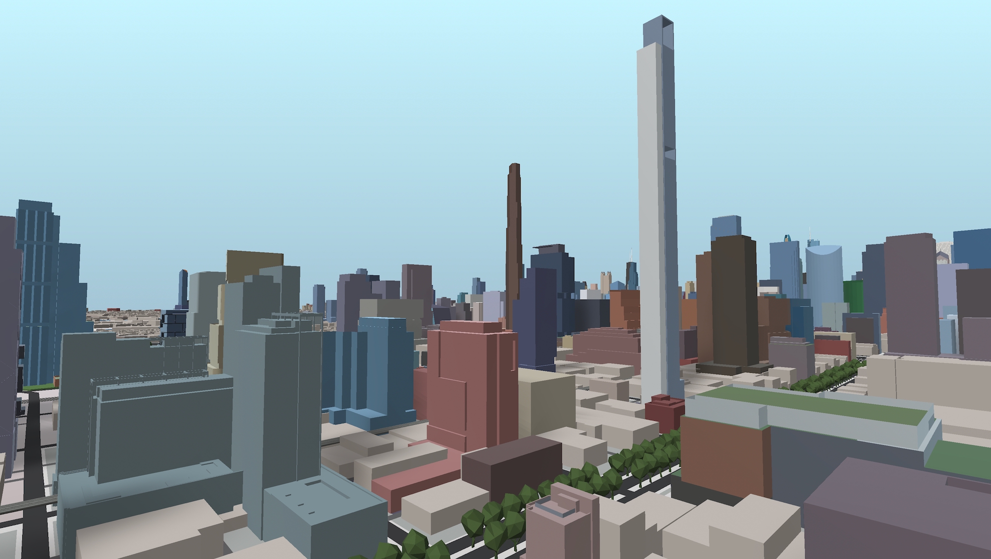 Brooklyn Tower (center) in place of 360 N Green Street. Model by Jack Crawford