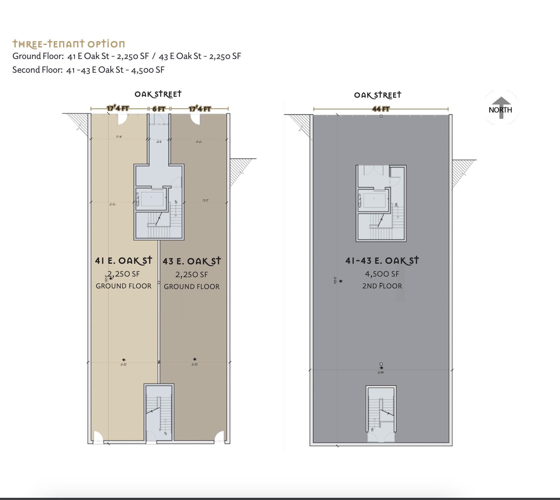 Floor plans for hybrid / three-tenant option
