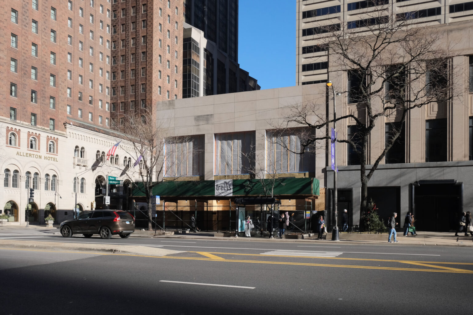 Facade Takes Shape for Renovated Retail Building at 679 N Michigan