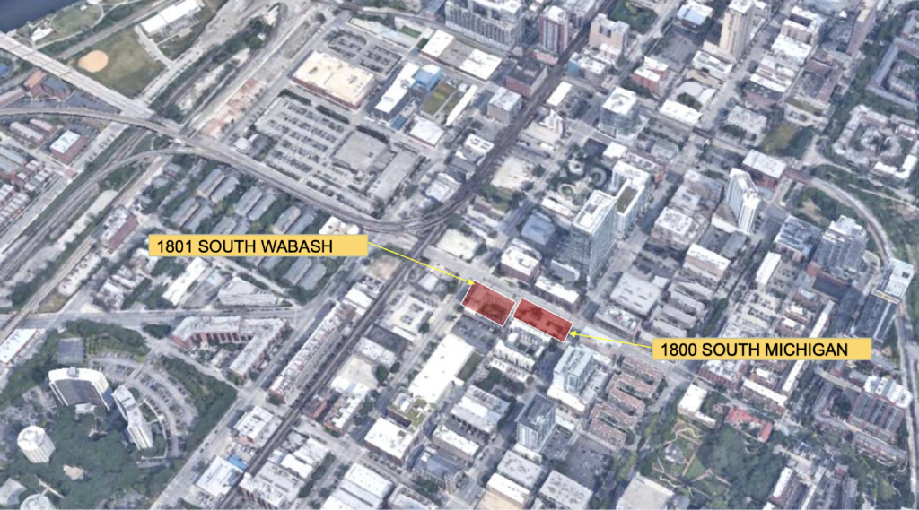 Site plan of 1801 South Wabash and 1800 South Michigan, by Nia Architects