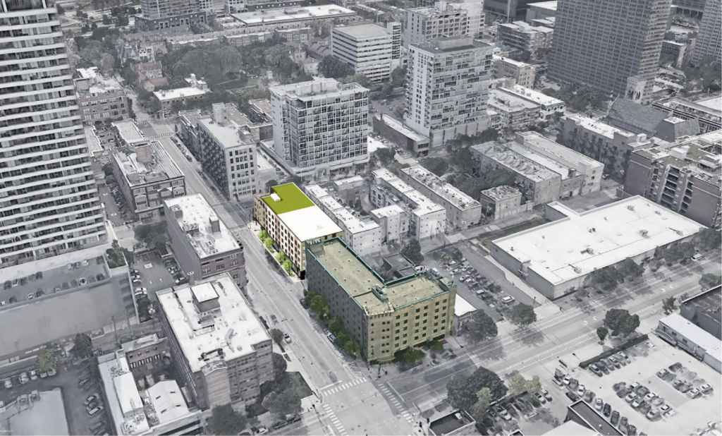 Rendering of 1800 South Michigan Avenue and 1801 South Wabash Avenue, by Nia Architects
