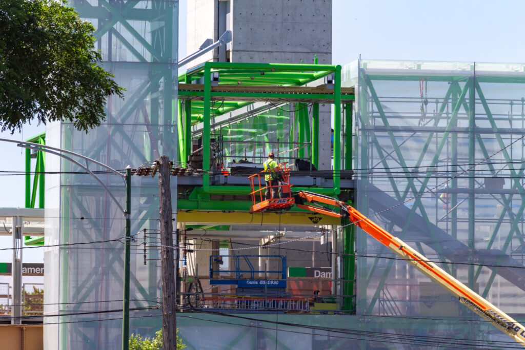 CTA Damen Green Line station construction