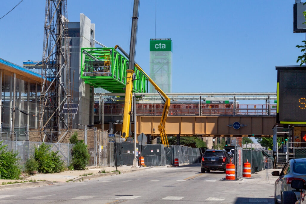 CTA Damen Green Line station construction