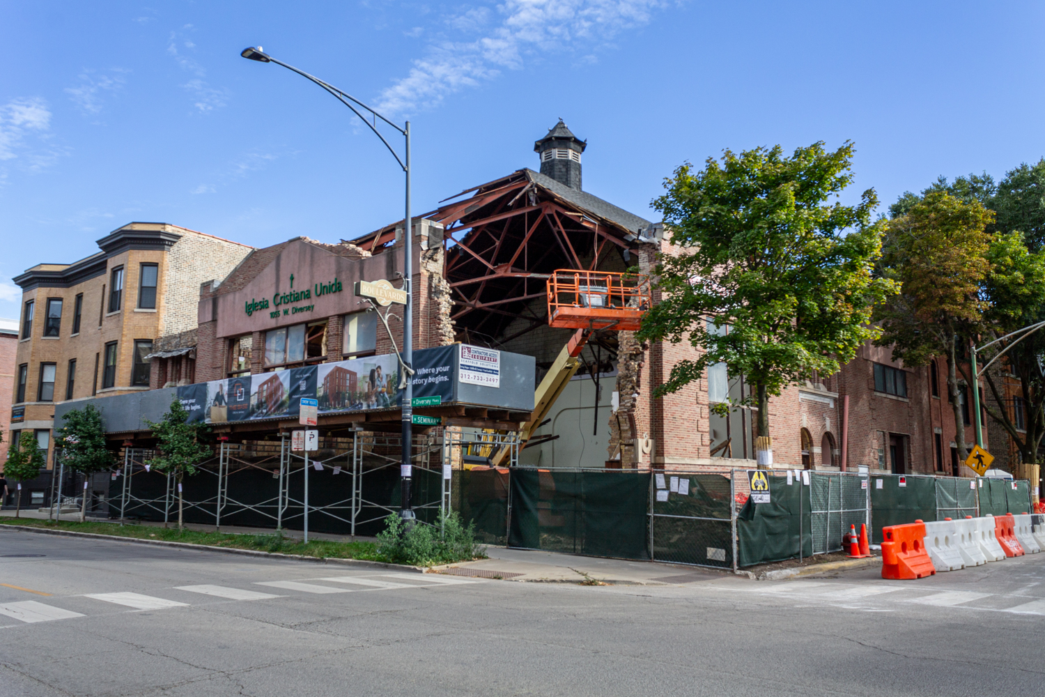 United Christian Church demolition for The Base Lincoln Park